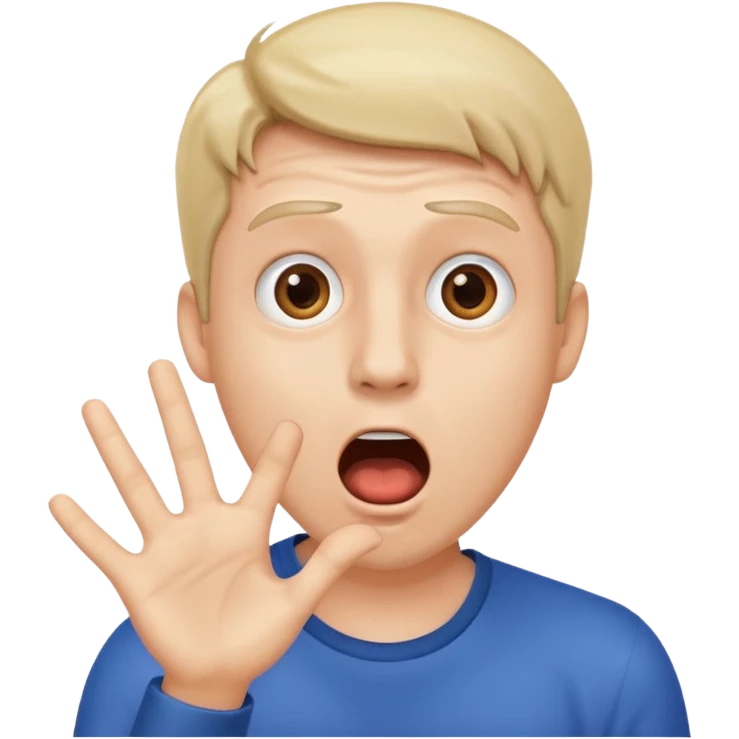 wow man shocked facial expression with hand emoji