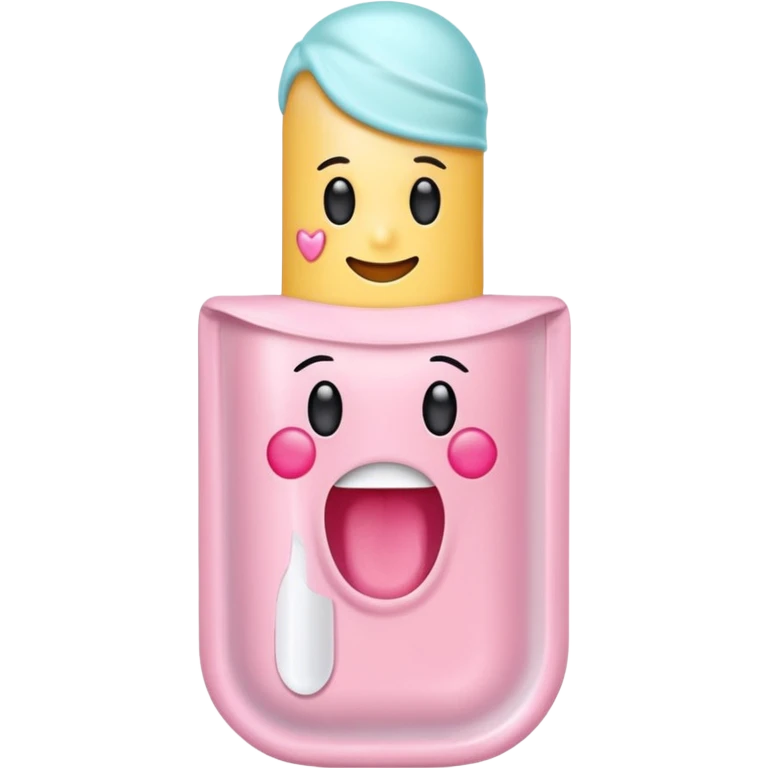 pastel-colored cosmetic tube with nail mask theme, showing a nail and peeling layer, emoji style emoji