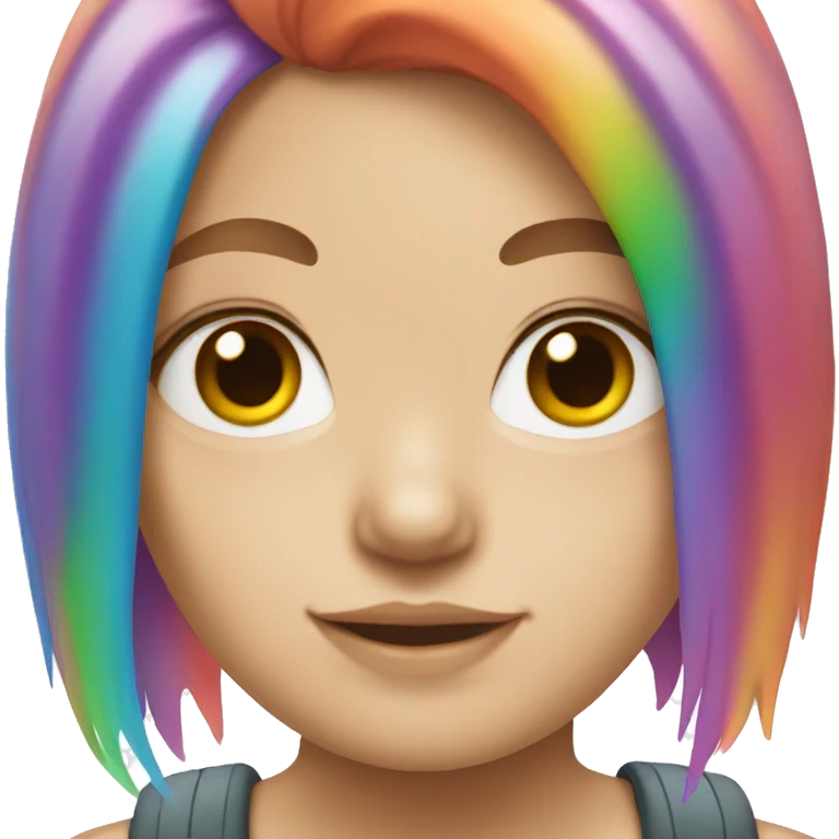 White girl with rainbow hair  emoji