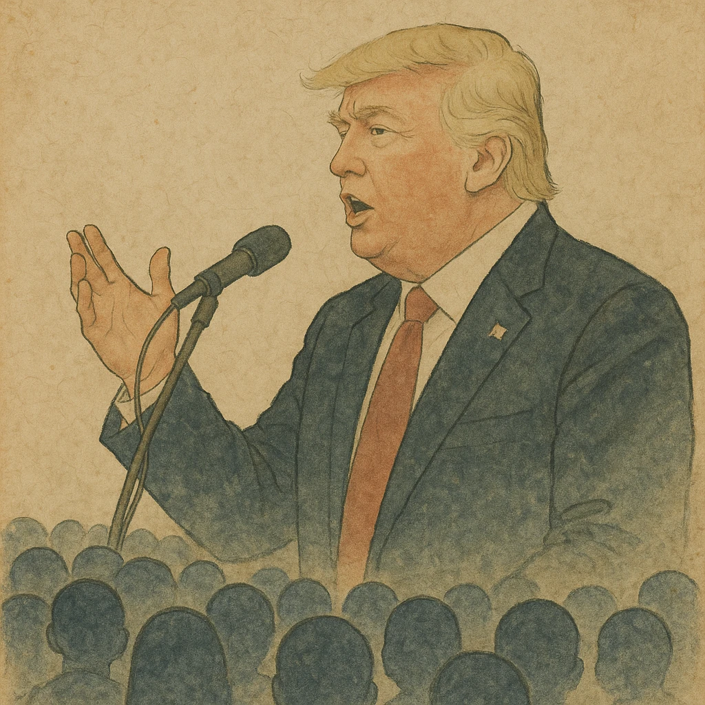 Donald Trump speaking at a rally emoji