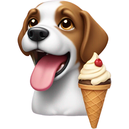 Dog with an ice cream cone emoji