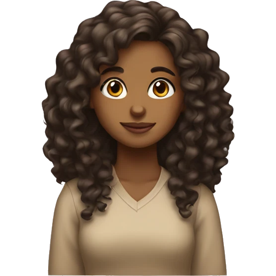 Brown girl with curly medium-long hair emoji