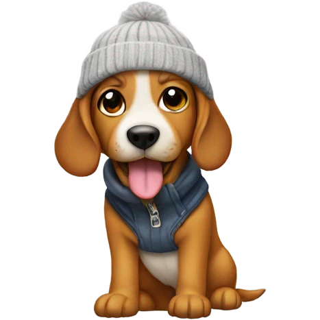 dog wearing boots and beanie emoji