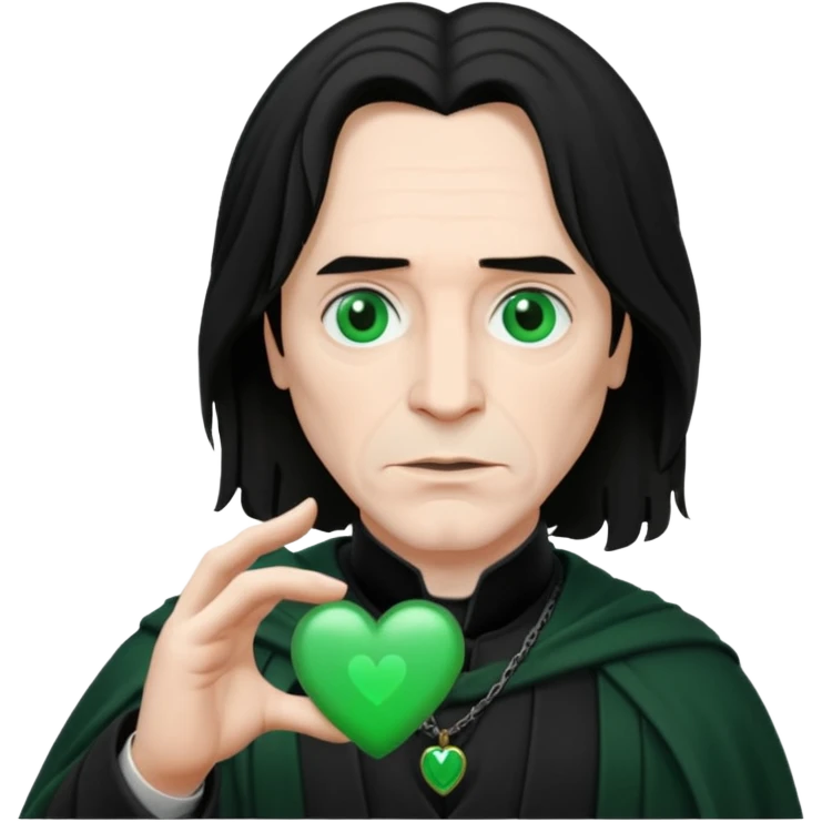 Severus snape with green heart in his hands  emoji