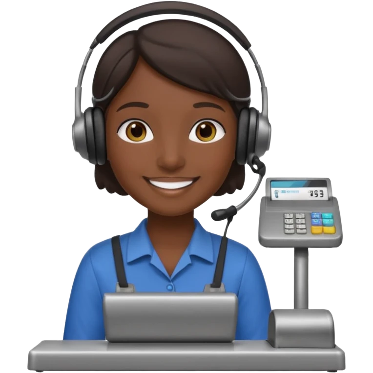 Cashier + headset + till, Cafe staff. emoji
