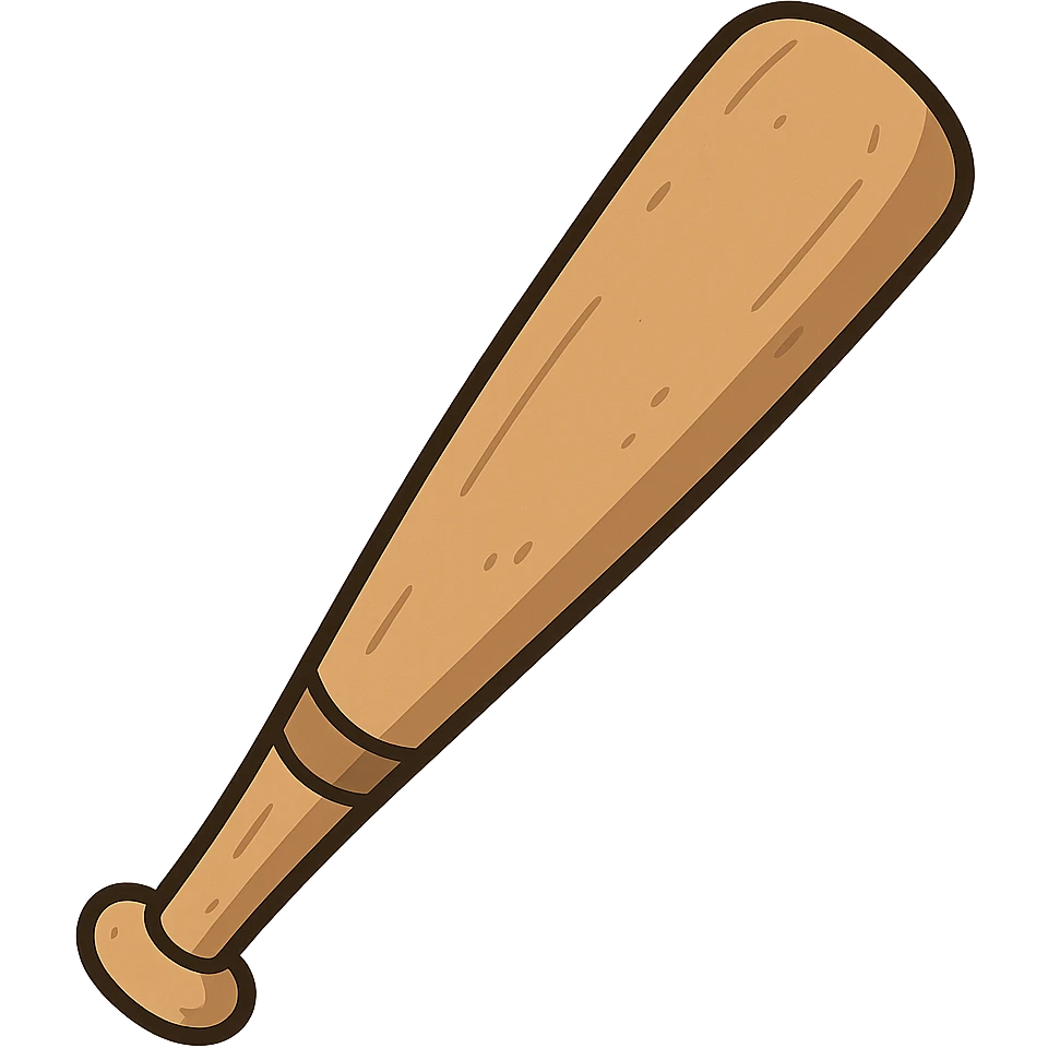 a cartoon style light brown baseball bat emoji