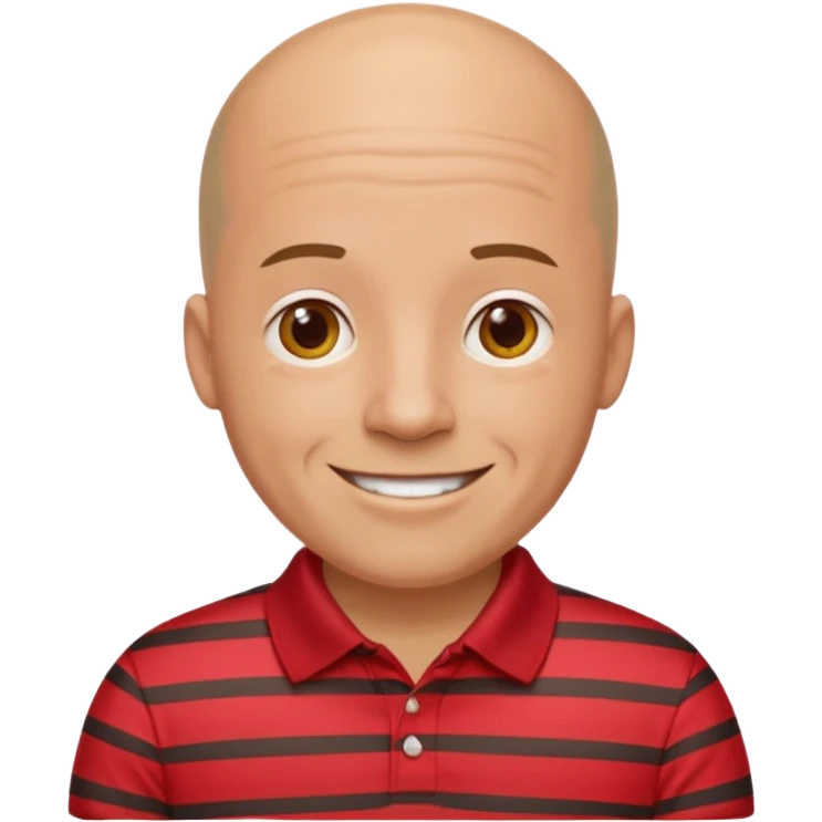 happy bald man with red striped polo emoji