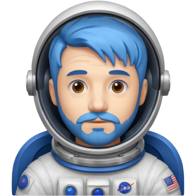 Astronauts, Middle-age, male, white skin, blue hair and blue beard emoji