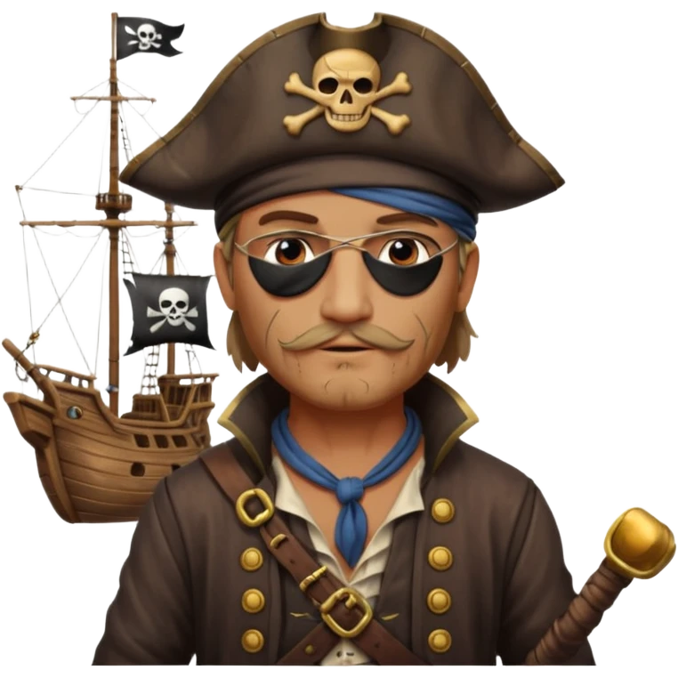 Pirat man standing ship emoji