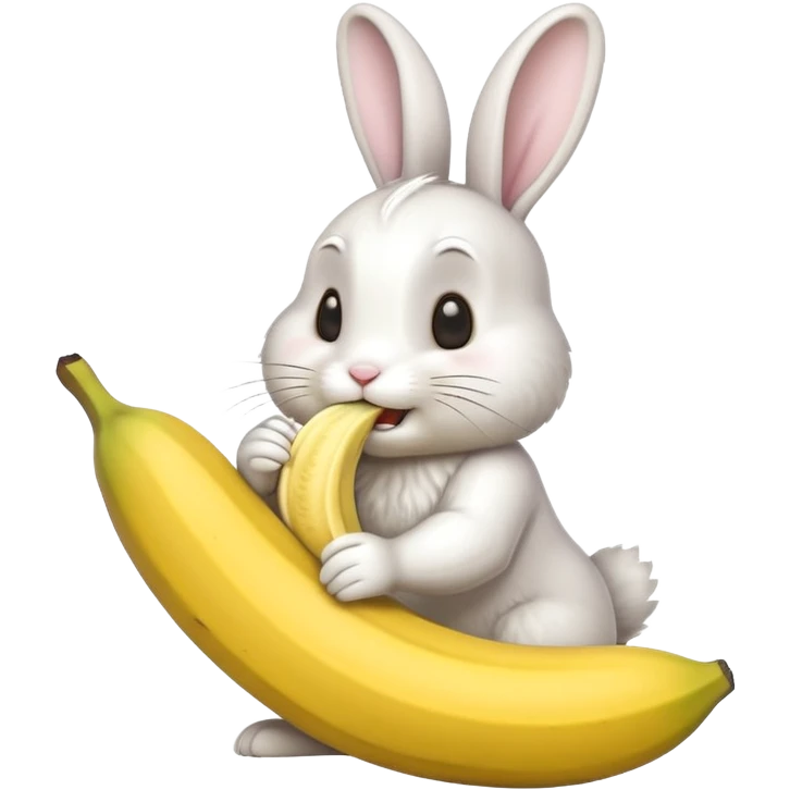 Bunny with huge banana in mouth emoji
