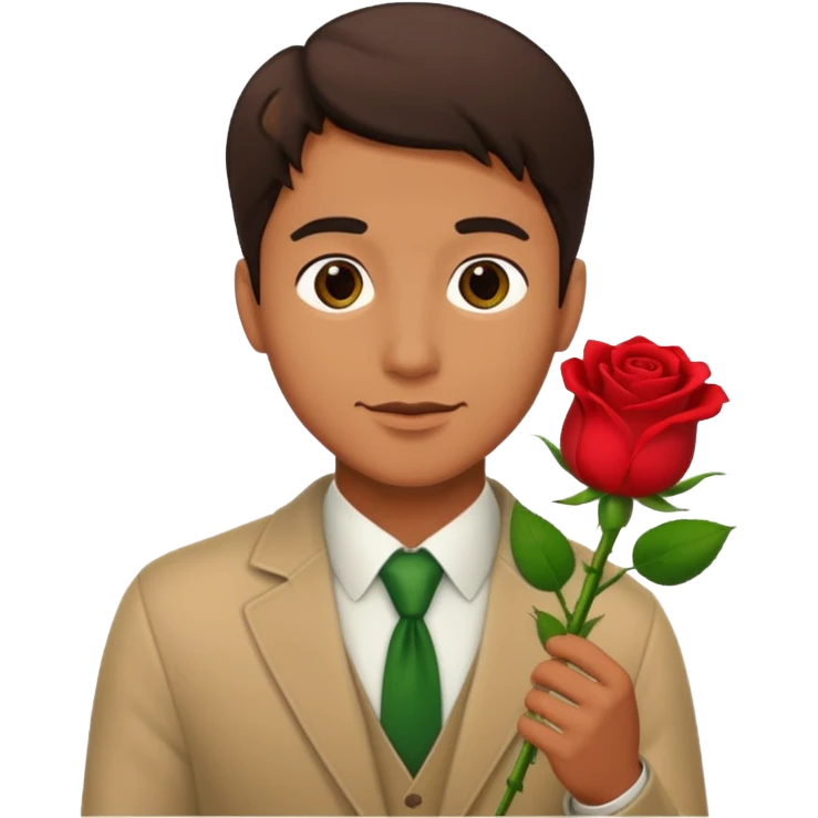 Hombre entregando una rosa emoji