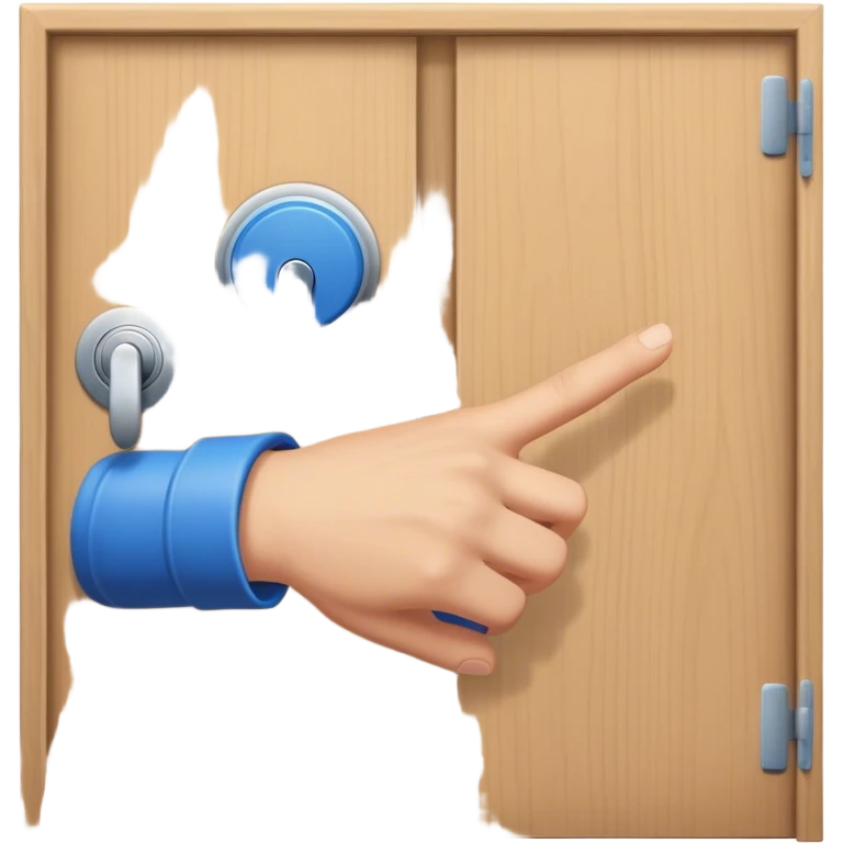 A closed door with a hand knocking on it. Because success isn’t about waiting—it’s about knocking until someone answers.blue power on knocking emoji