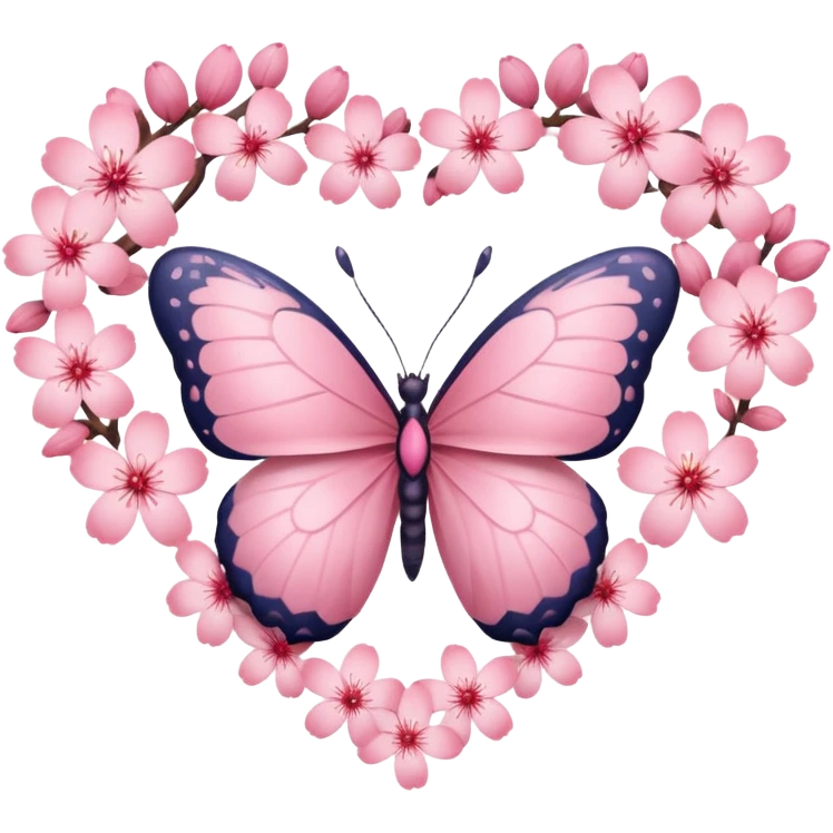 sakura heart with a butterfly accent emoji