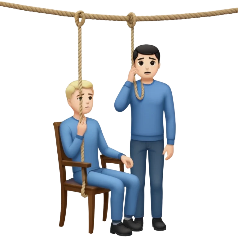 A man standing in the chair and looking at the hanging rope thinking to suicide  emoji