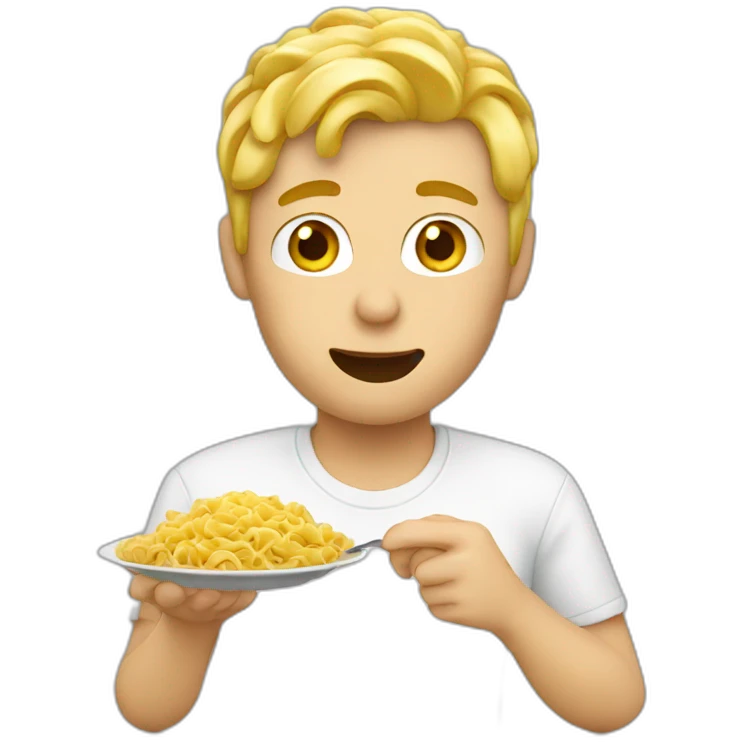 blonde man eating pasta emoji