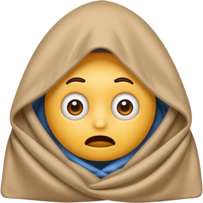 Emoji hiding under the blanket, scared emoji
