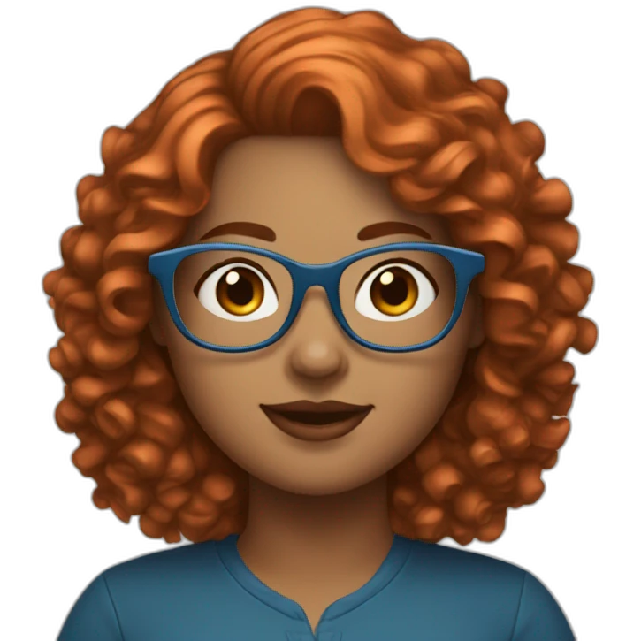 pretty curvy girl with curly copper hair and blue glasses emoji