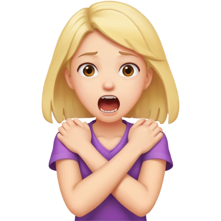 Arms crossed holding neck screaming girl emoji