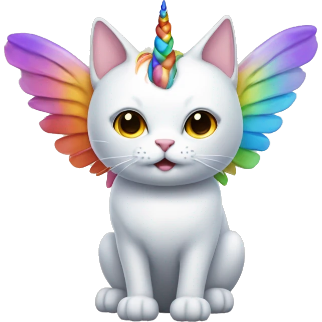rainbow cat with wings and a unicorn horn emoji