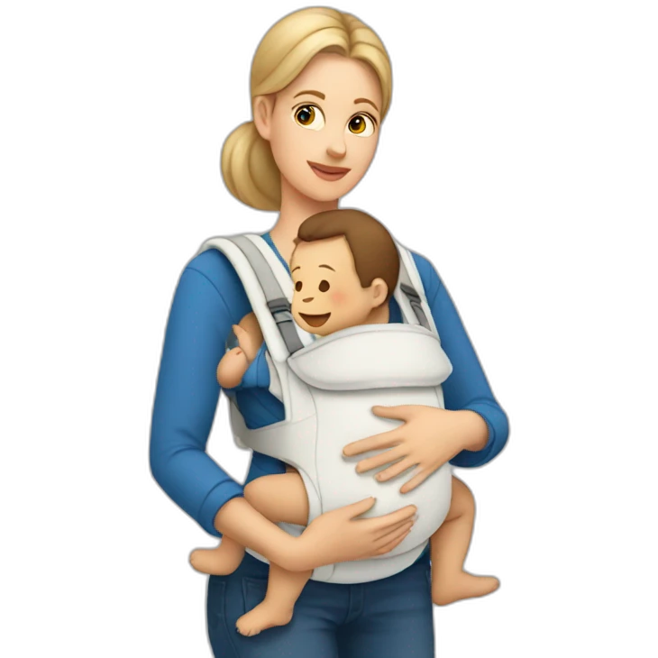 White Babywearing mom with baby ergo carrier emoji