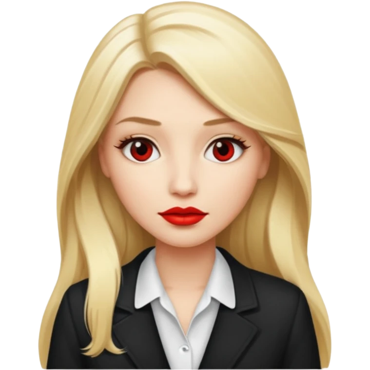 blondy girl with glasses learn analytics she is so pretty and seems like director bitch of company. with long hair and red lips and with makeup. She is data analyst emoji