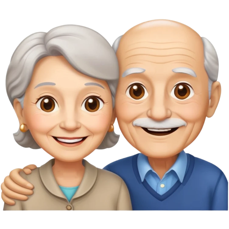 elderly couple smiling, grandparents emoji