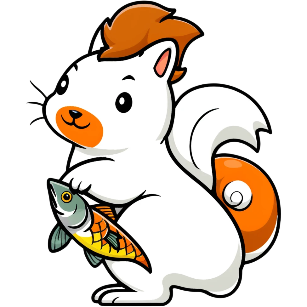 squirrel fighting with a fish as a weapon emoji