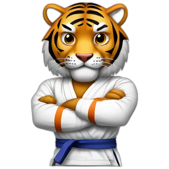 Tiger with evil face   jiu jitsu with his arms crossed emoji