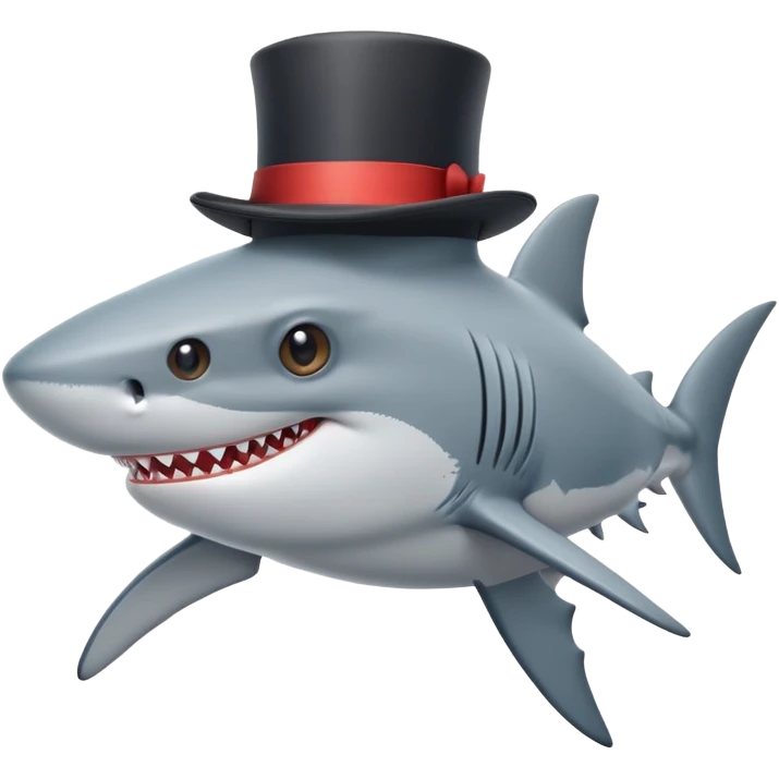 Shark with a top hat emoji