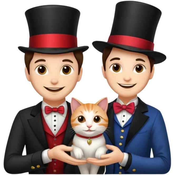 magician couple and their pet cat emoji