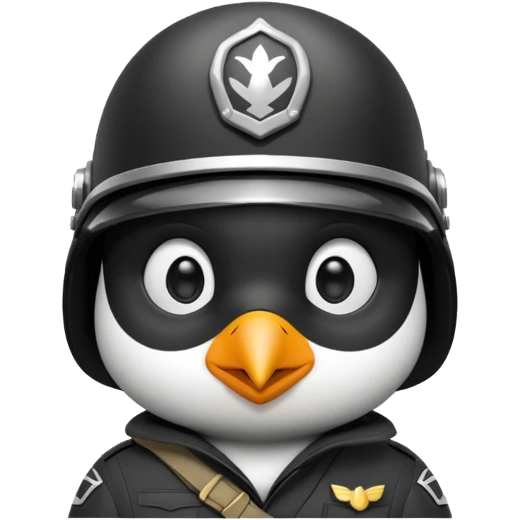 cute penguin soldier face only emoji