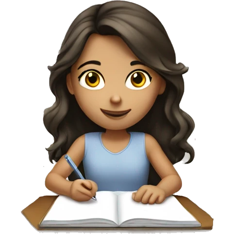 brunette girl writing emoji