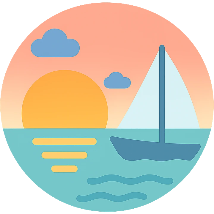 ocean sunset horizon boat emoji