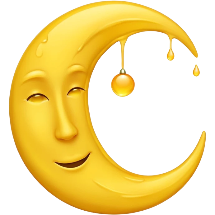 Melting waning crescent moon without any face and should in yellow colour emoji