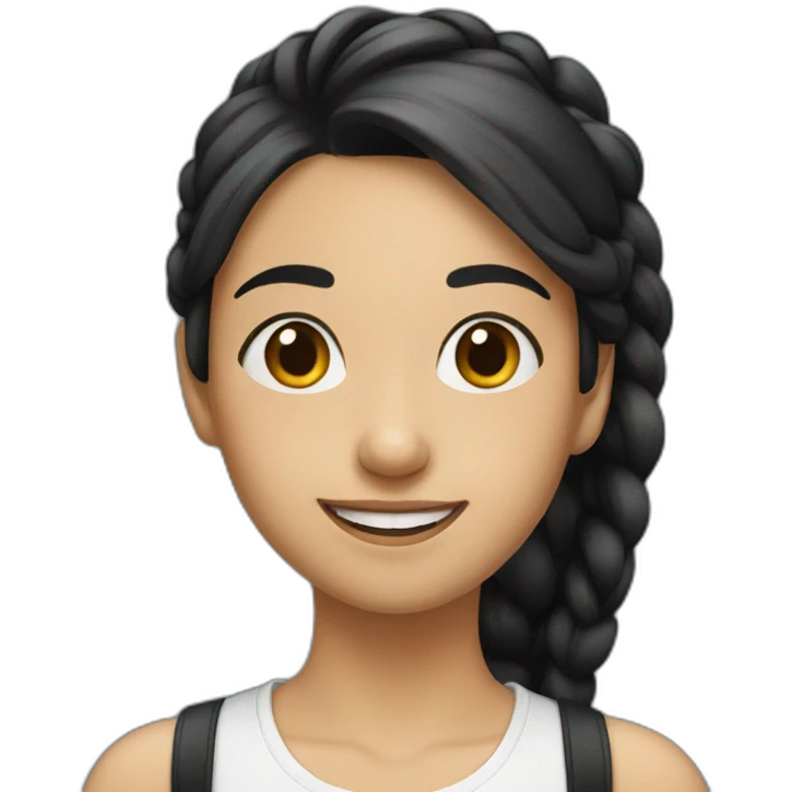A smiling girl with a black ponytail emoji