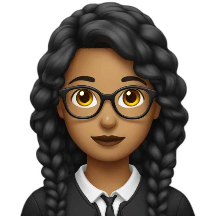 Nerd girl wearing black emoji
