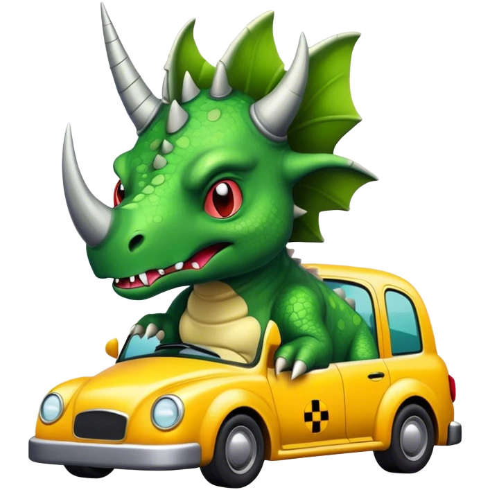 angry office triceratops in a taxi emoji