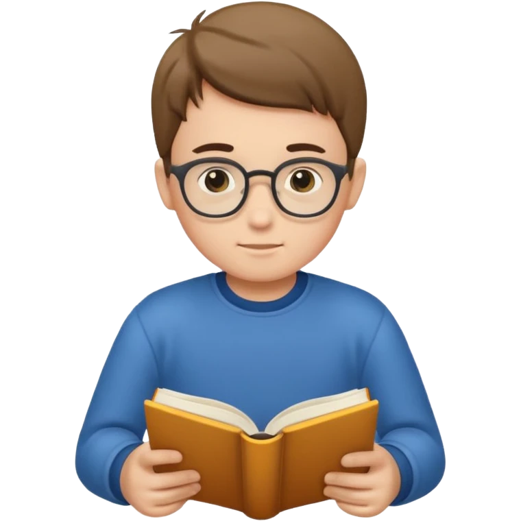 Boy reading books without glasses emoji