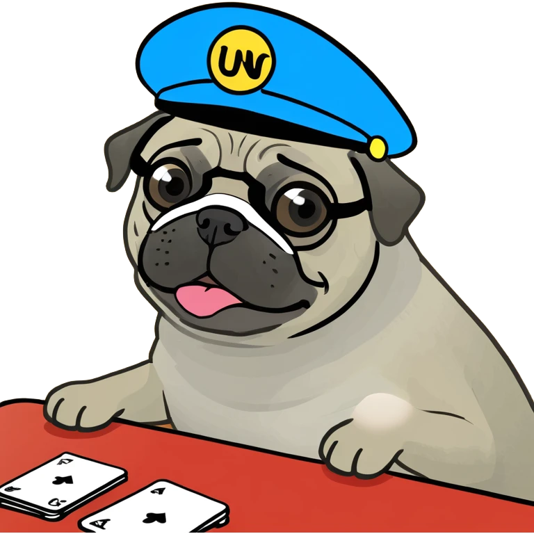 Pug playing uno emoji