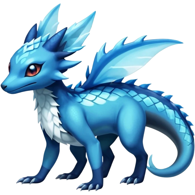 Colorful Dark Shiny Exotic Salandit-Aurorus-Glaceon-Fakémon-hybrid-creature (full body)  emoji