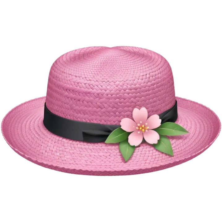 A pastel pink Sakura straw hat with Sakura flower emoji