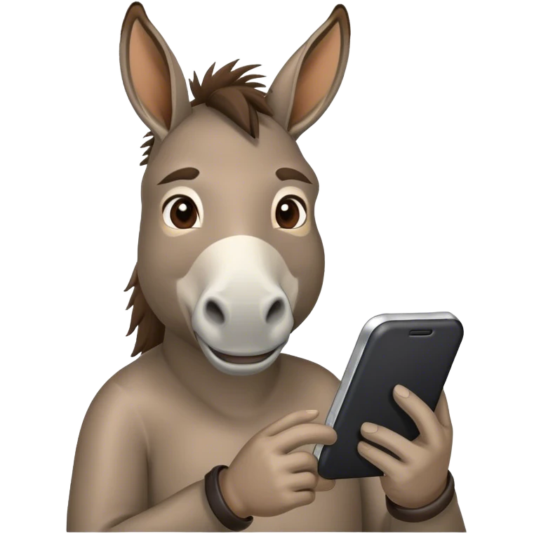 Donkey typing on cell phone emoji