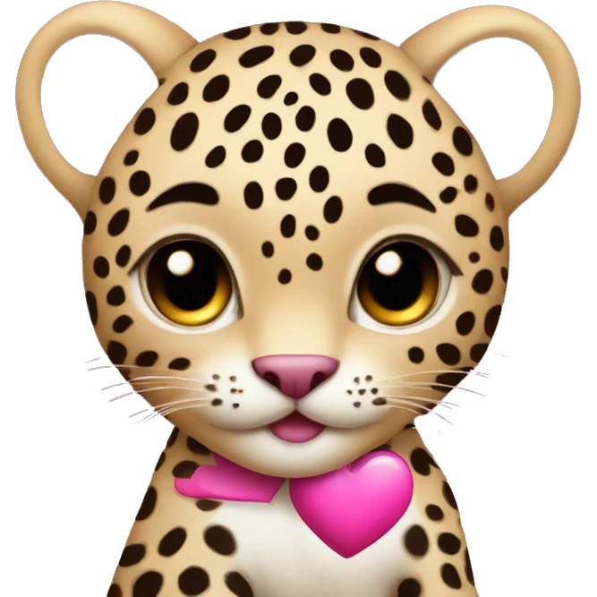 Baby leopard holding a pink heart  emoji