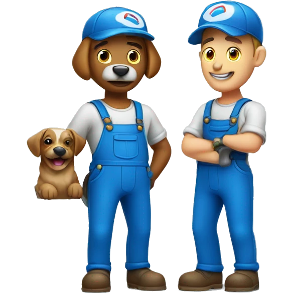 plumber and dog plumber blue emoji