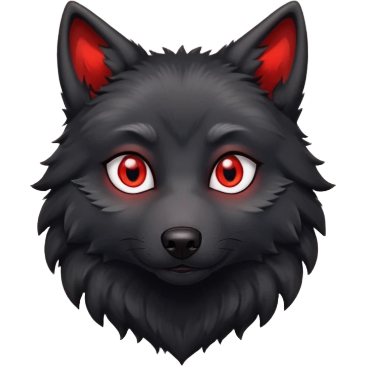 cute black wolf with red eyes emoji