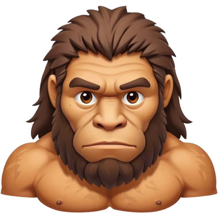 Neanderthal with very broad shoulders, muscular primitive human, strong caveman with prominent brow ridge emoji