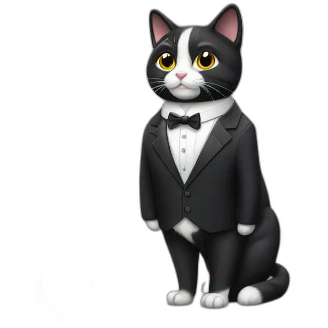 Tuxedo cat in a suit with briefcase emoji