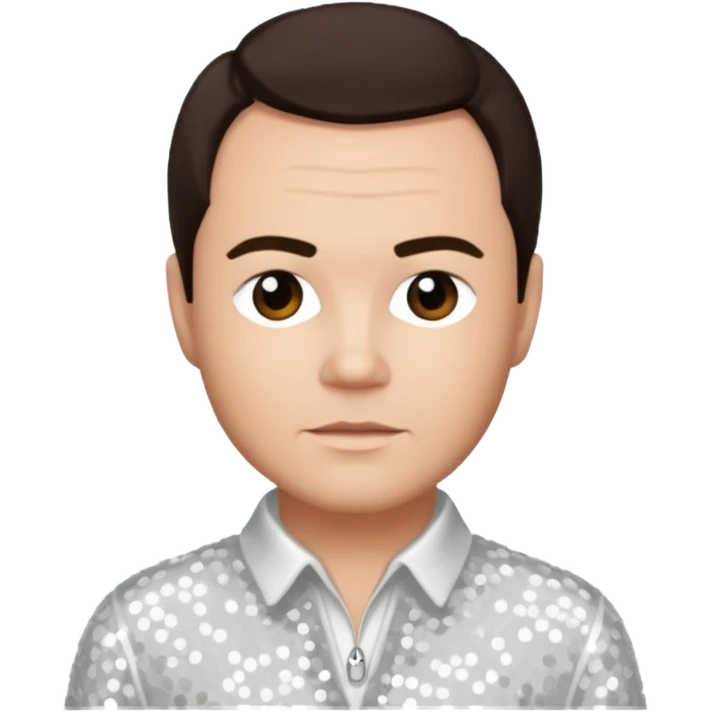 Tony Mortimer from East 17 with light skin, dark brown hair, white sequin outfit emoji