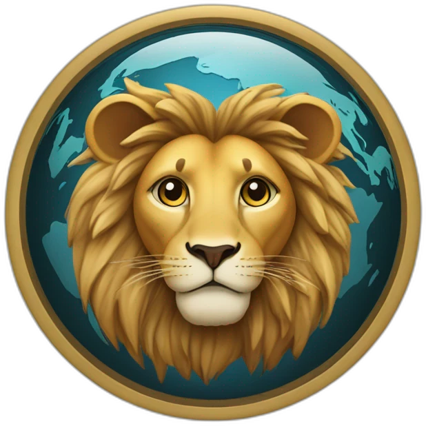 Lion avec des cœurs à la place des globes oculaires emoji