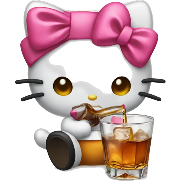Hello Kitty drinking whiskey emoji